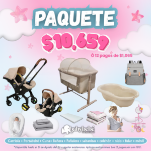 Paquete de carriola - portabebé, colecho, bañera, pañalera + accesorios