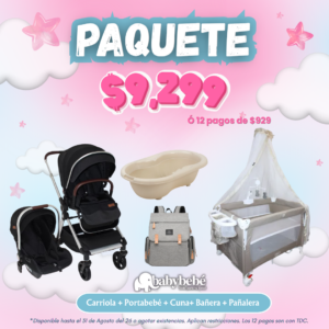 Paquete de carriola, portabebé, cuna, bañera, pañalera