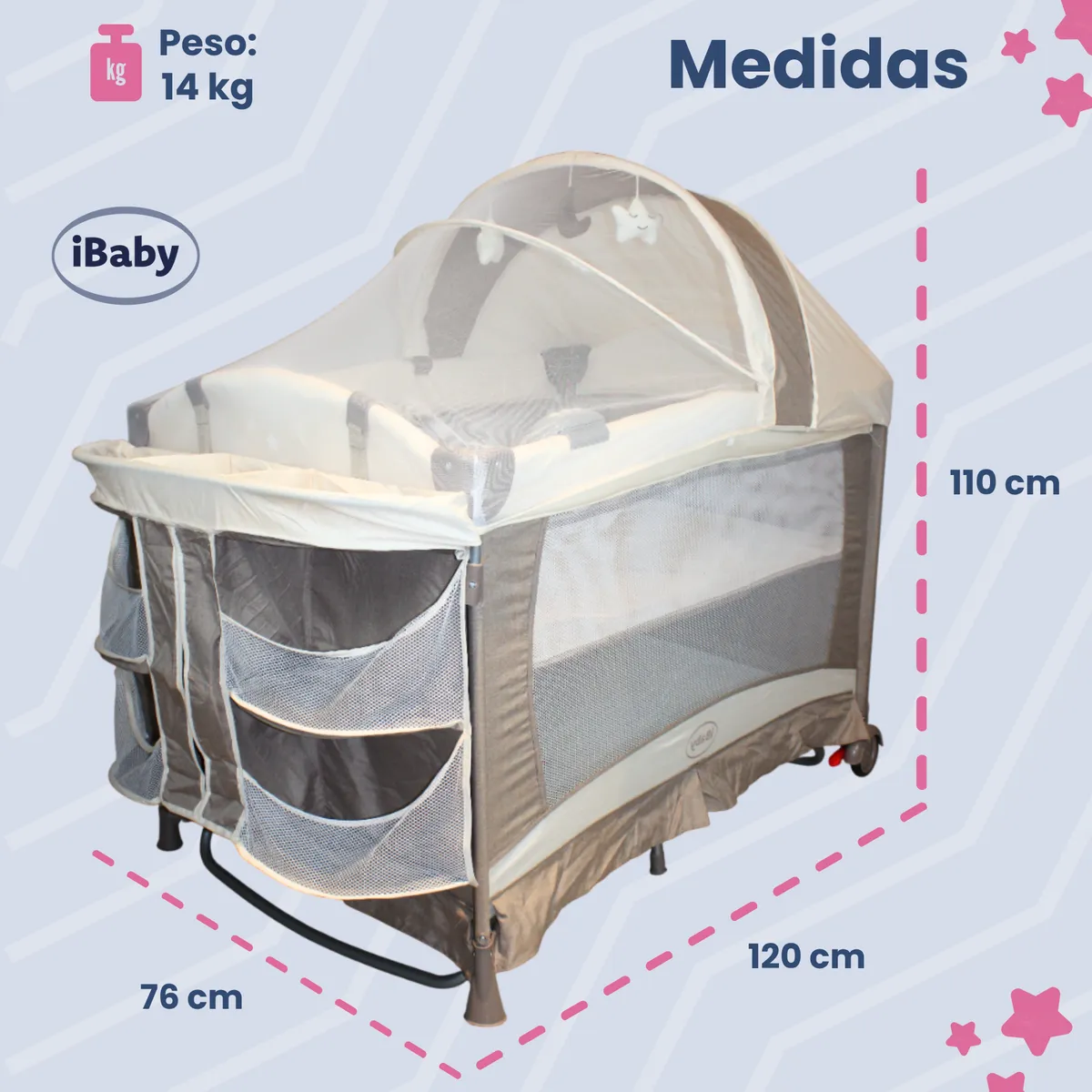Cuna Corral Colecho Dolche 4 en 1 Beige - Imagen 10
