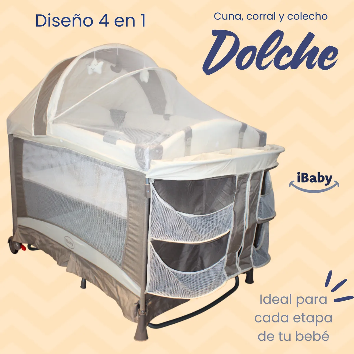 Cuna Corral Colecho Dolche 4 en 1 Beige - Imagen 2