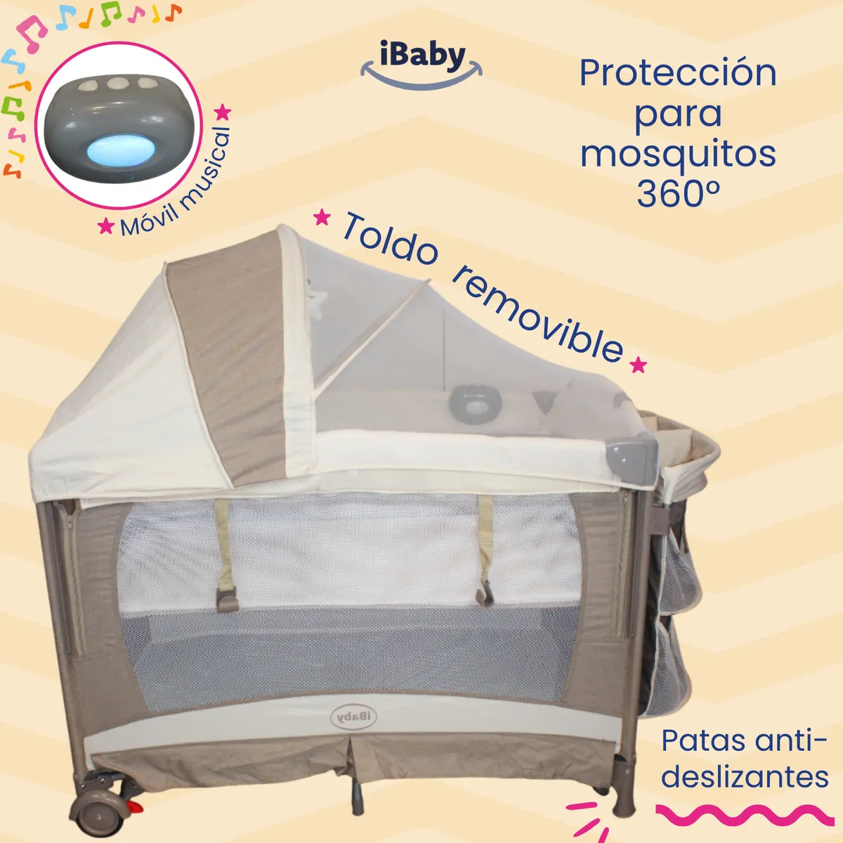 Cuna Corral Colecho Dolche 4 en 1 Beige - Imagen 3