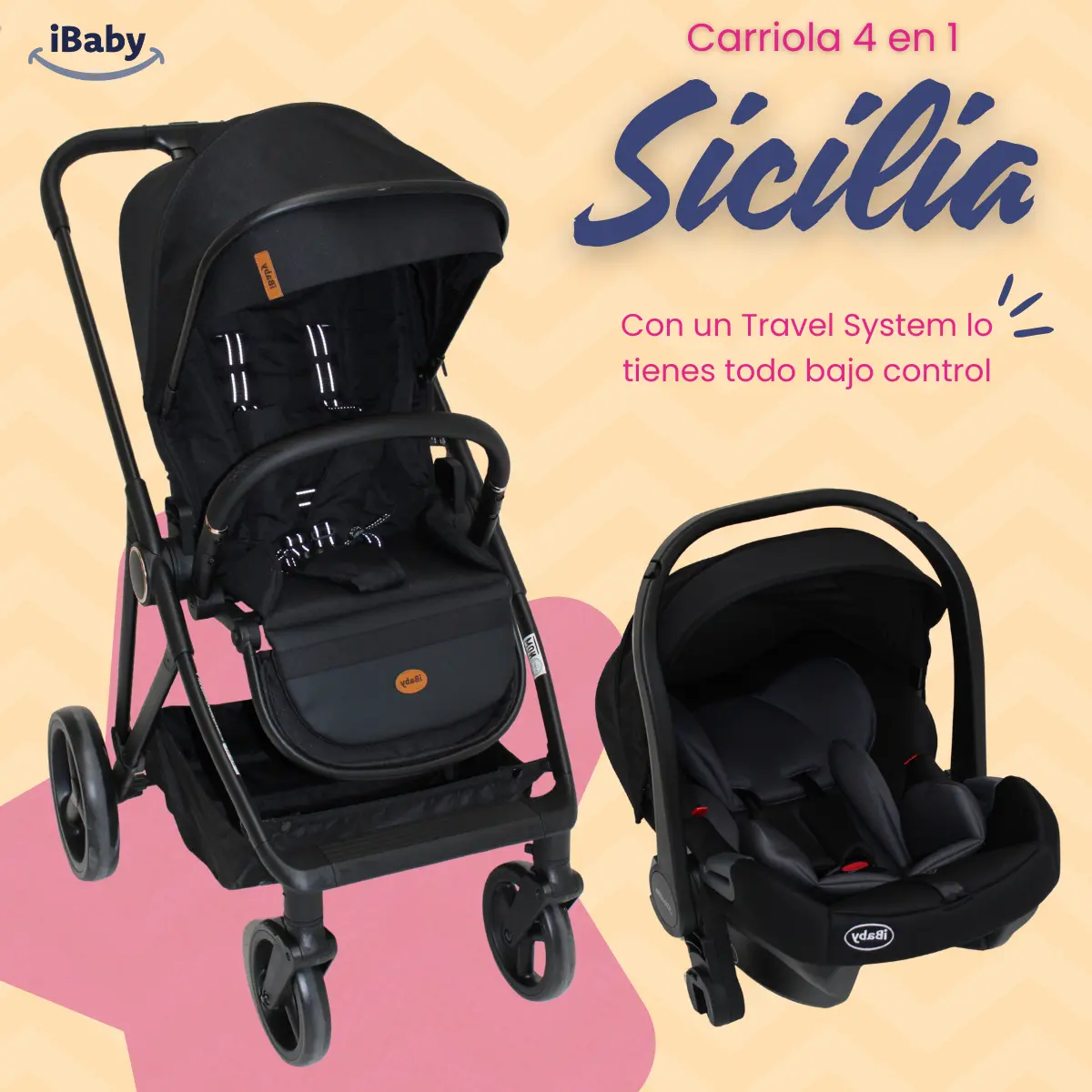 CARRIOLA TRAVEL SYSTEM CON PORTABEBE Sicilia IBaby - Imagen 2