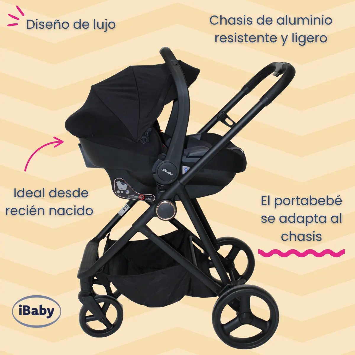 CARRIOLA TRAVEL SYSTEM CON PORTABEBE Sicilia IBaby - Imagen 4