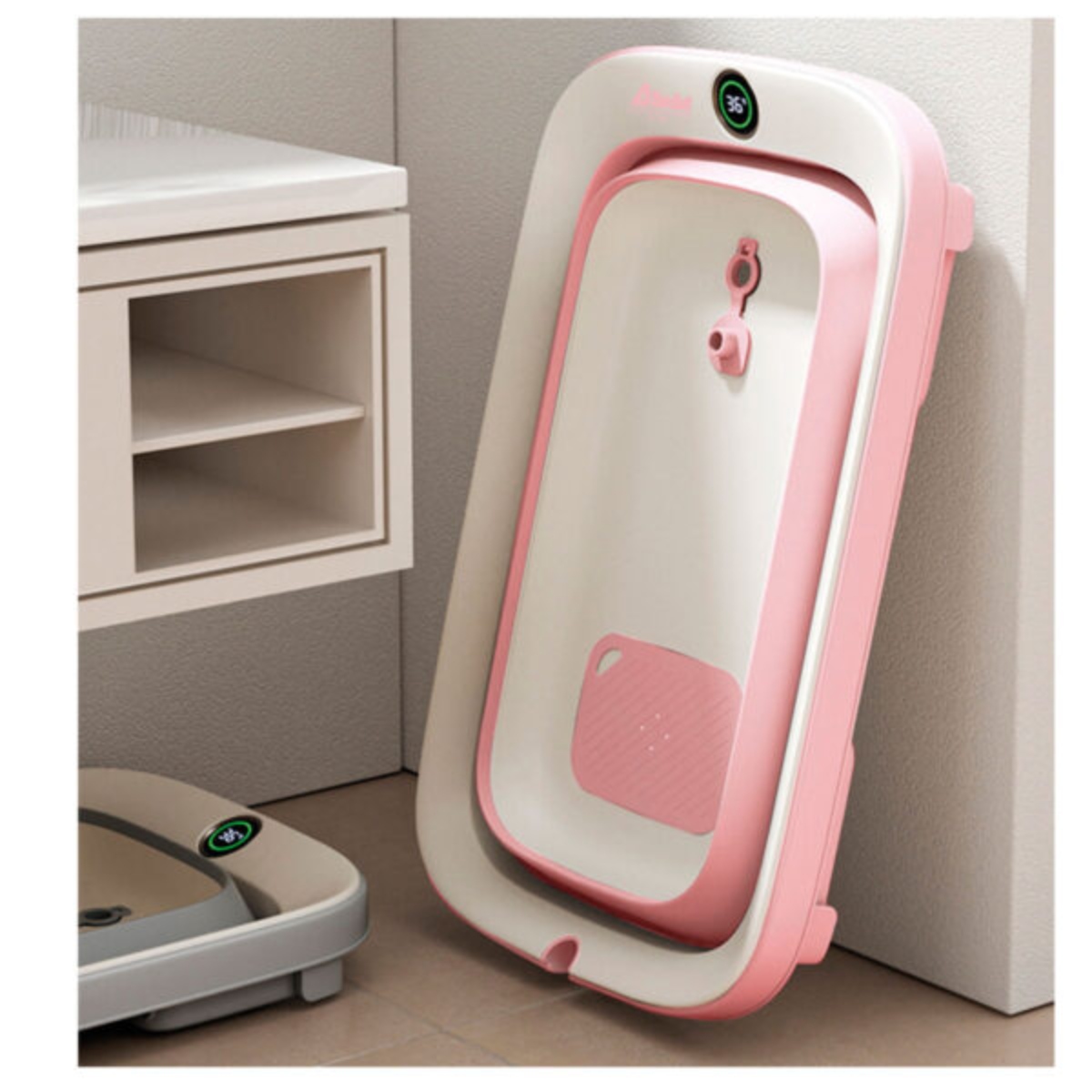 BAÑERA PLEGABLE CON SENSOR DE TEMPERATURA Rosa - Imagen 2