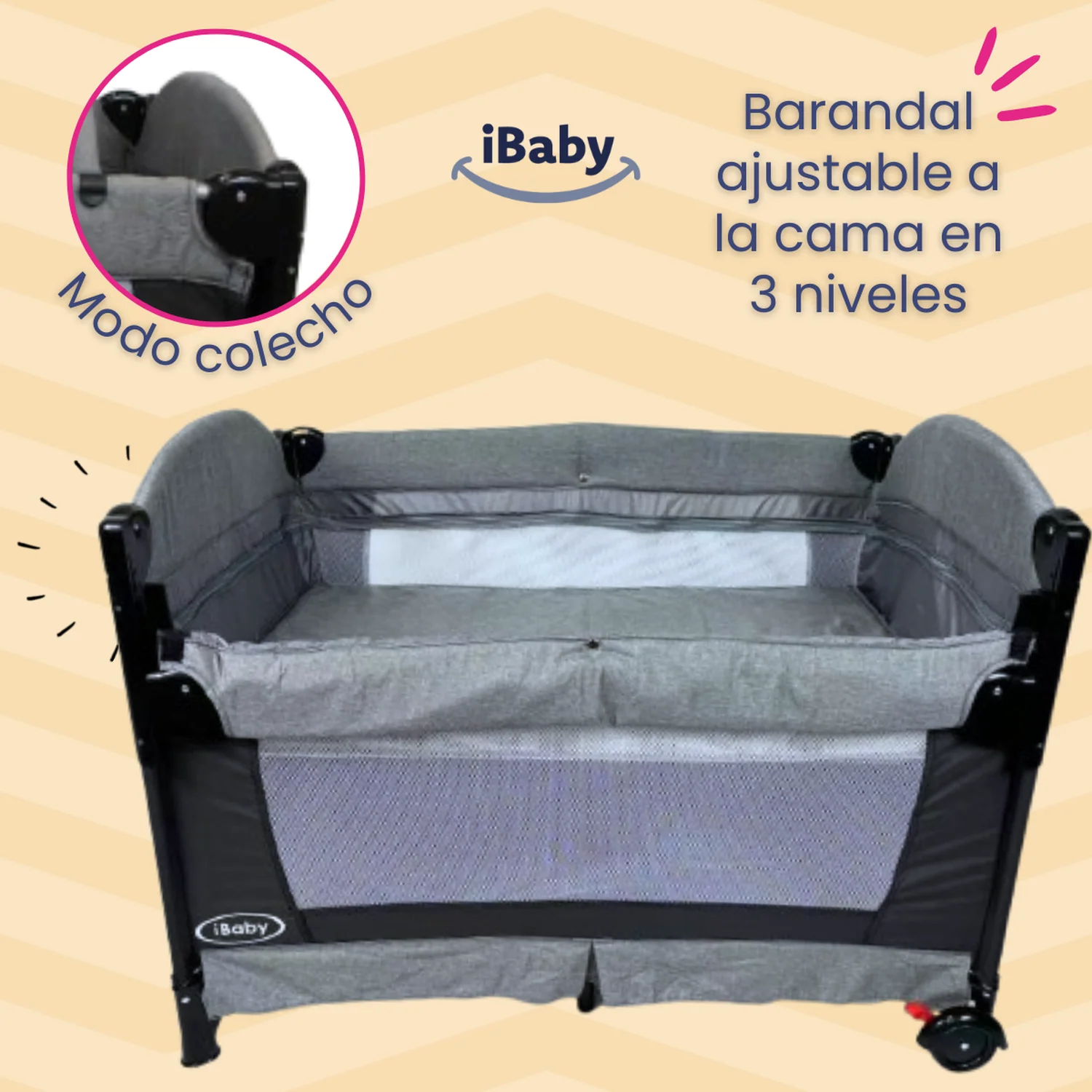 Cuna Corral Colecho TUSCANI Negro - Imagen 5
