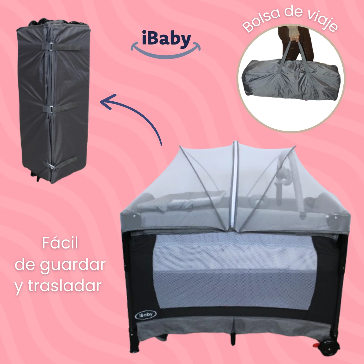 Cuna Corral Colecho TUSCANI Negro - Imagen 9