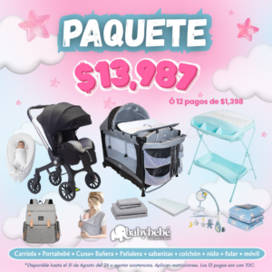 Paquete de carriola - portabebé, cuna, bañera, pañalera + accesorios
