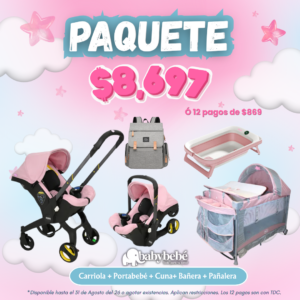 Paquete de carriola - portabebé, cuna, bañera, pañalera