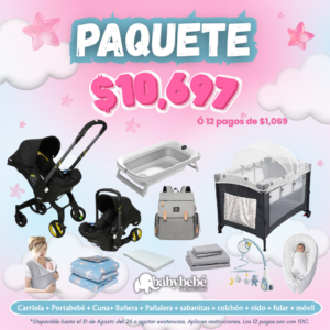 Paquete de carriola - portabebé, cuna, bañera, pañalera + accesorios