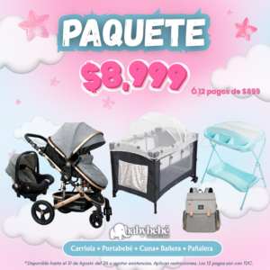 Paquete de carriola, portabebé, cuna, bañera, pañalera
