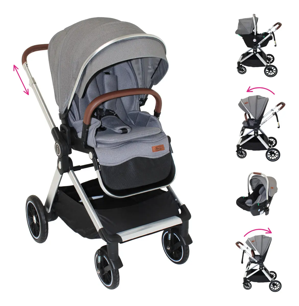 CARRIOLA TRAVEL SYSTEM IBABY Georgina GRIS