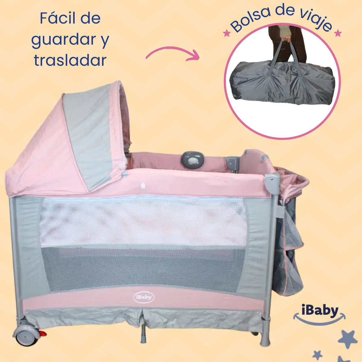 Cuna Corral Colecho Dolche 4 en 1 Rosa - Imagen 9