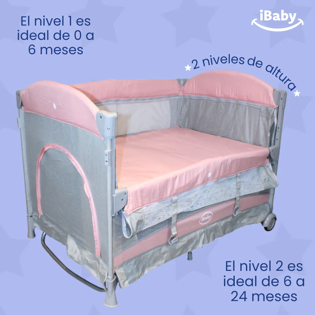 Cuna Corral Colecho Dolche 4 en 1 Rosa - Imagen 3