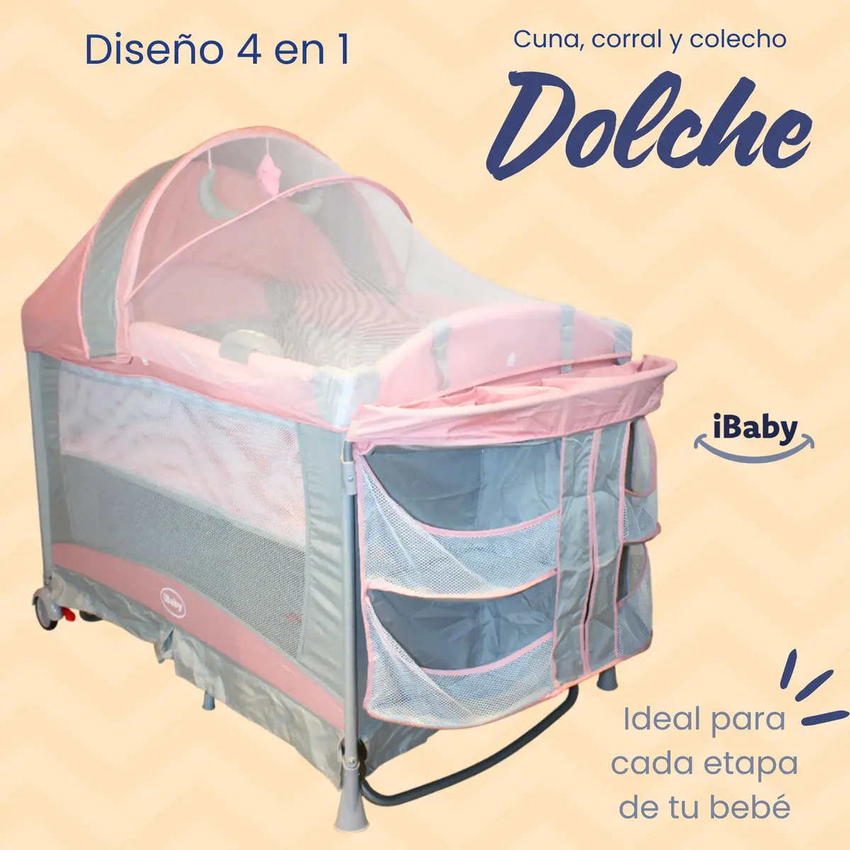 Cuna Corral Colecho Dolche 4 en 1 Rosa - Imagen 2