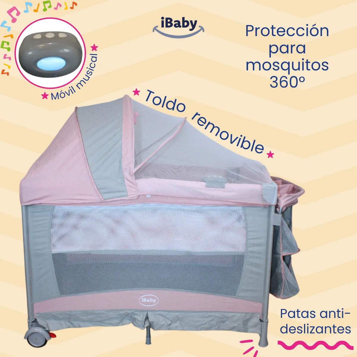 Cuna Corral Colecho Dolche 4 en 1 Rosa - Imagen 8