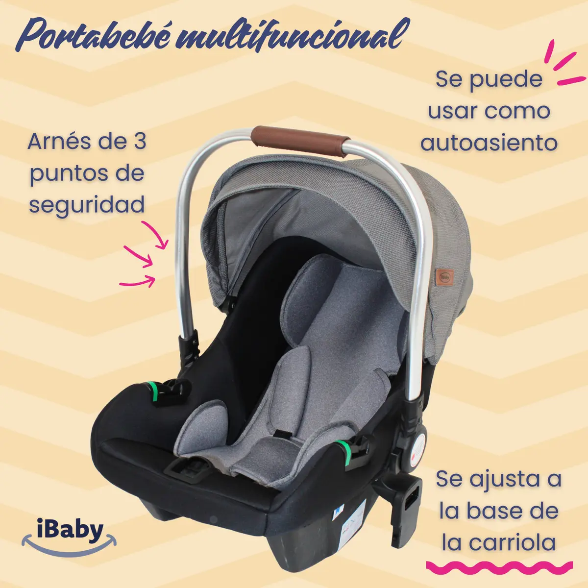 CARRIOLA TRAVEL SYSTEM IBABY Georgina GRIS - Imagen 3
