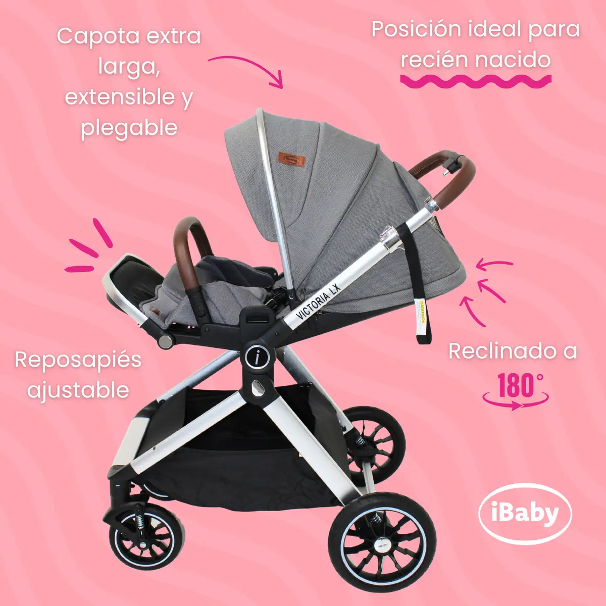 CARRIOLA TRAVEL SYSTEM IBABY Georgina GRIS - Imagen 5