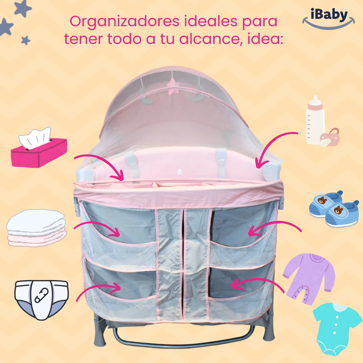 Cuna Corral Colecho Dolche 4 en 1 Rosa - Imagen 7