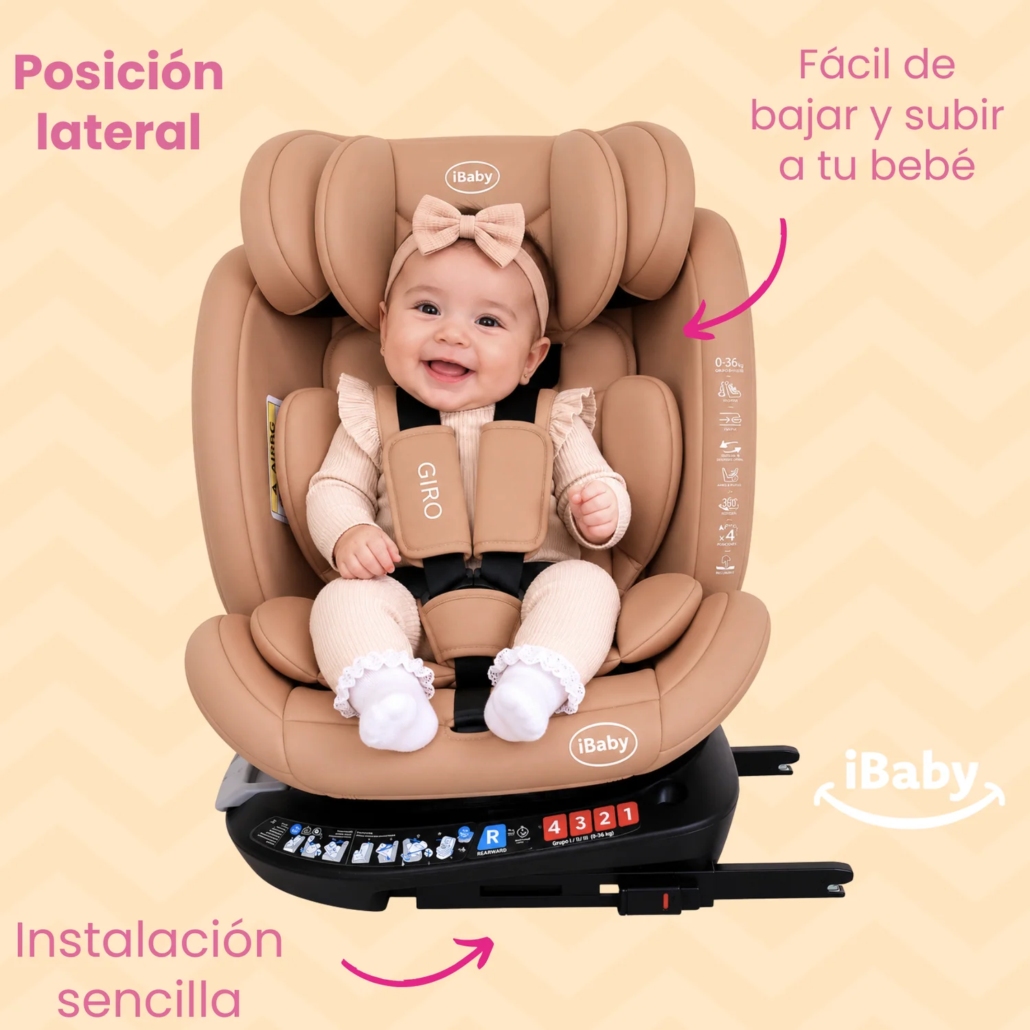 SILLA PARA AUTO IBABY GIRO 360° - Imagen 8